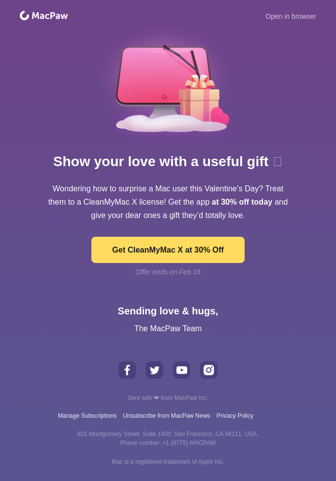 Love is... Treating someone dear to CleanMyMac X 💕