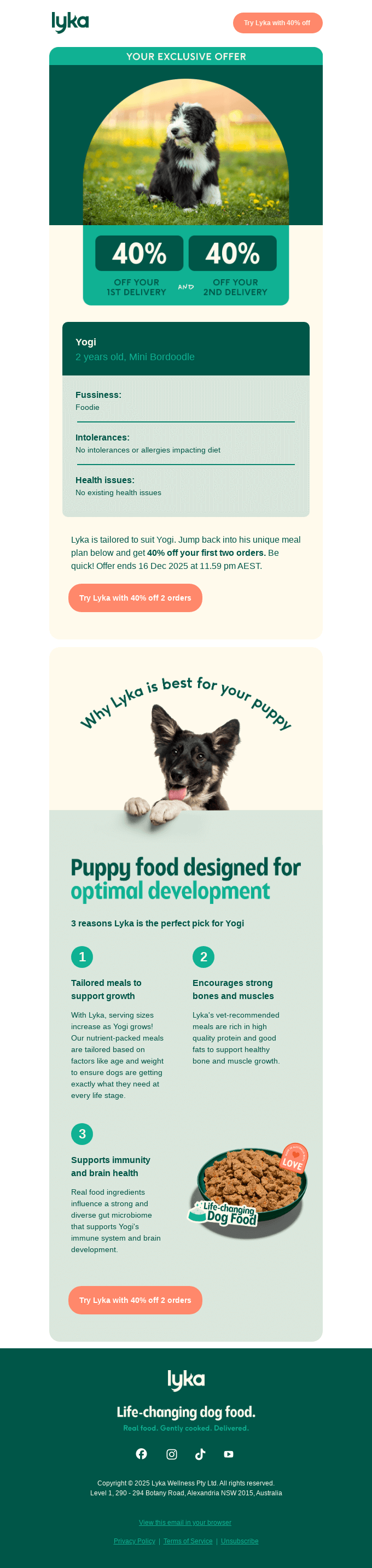 Lucky Yogi! Get 40% off 2 Lyka orders