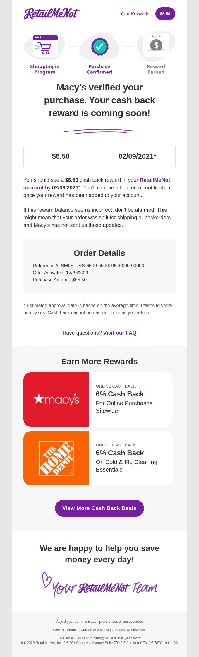 Macy's let us know you made a $29.70 purchase.