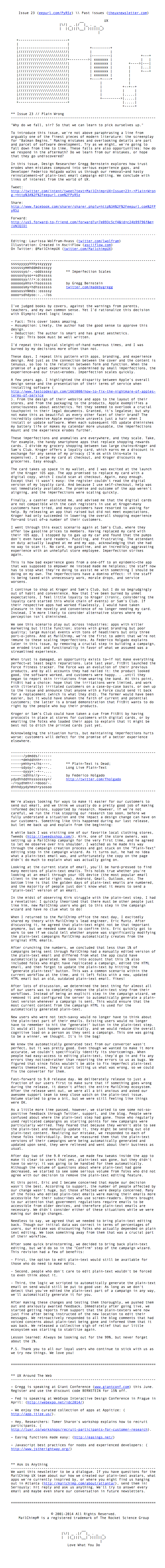 MailChimp UX Issue 23 – Plain Wrong