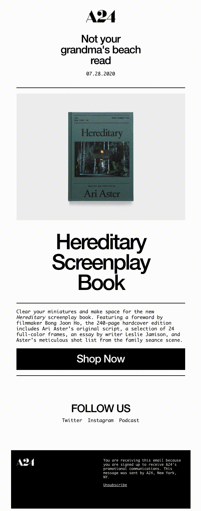 Make room on your shelf for the Hereditary screenplay book