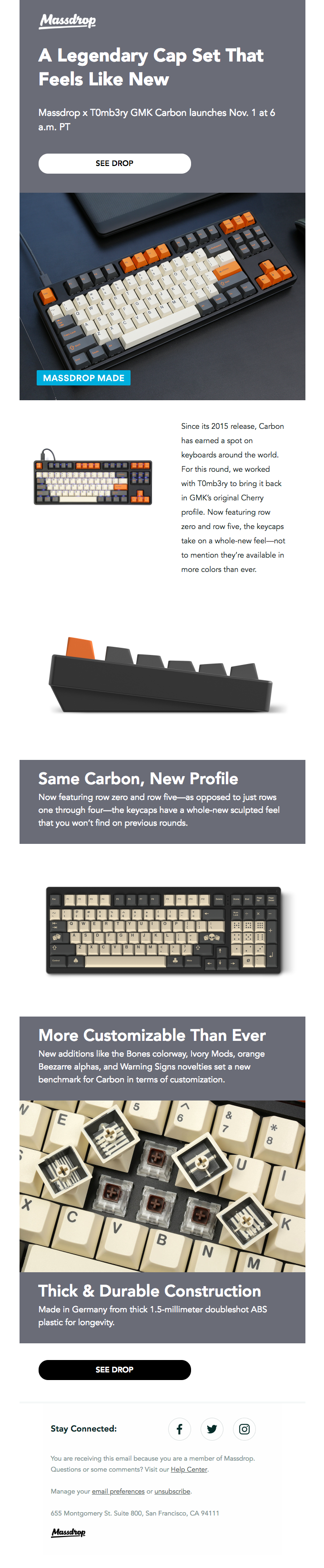 Massdrop x T0mb3ry GMK Carbon Custom Keycap Set: Available Thursday