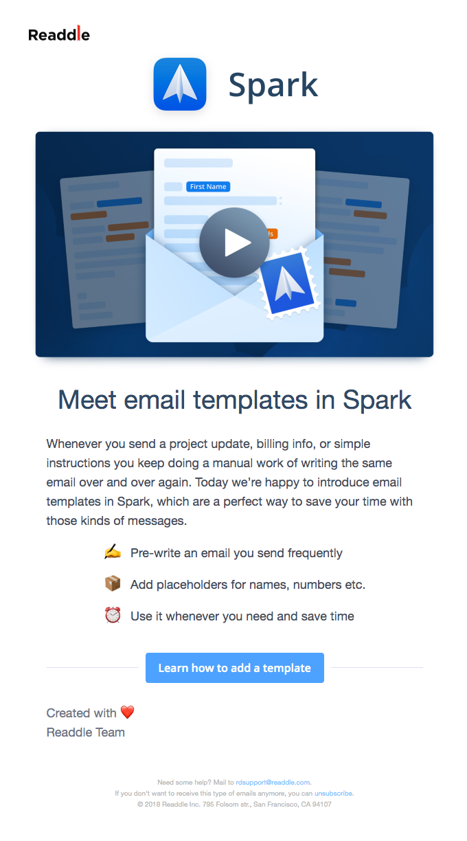 👏🏽Meet email templates in Spark