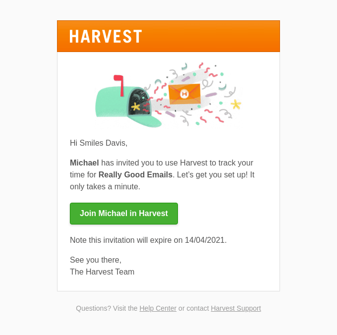 Michael has invited you to join Harvest