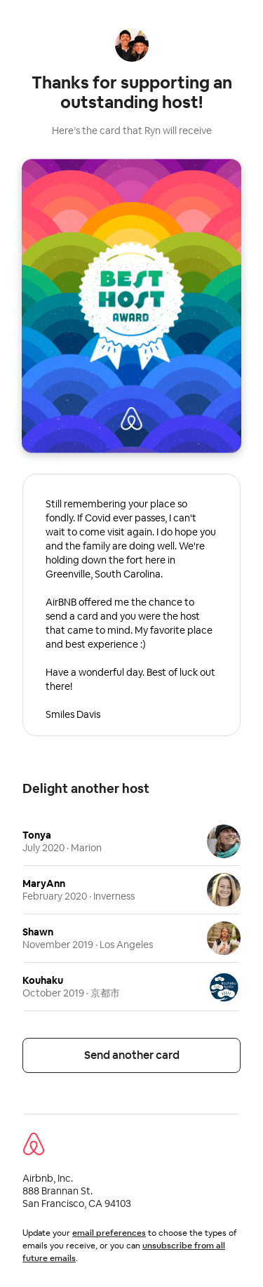 ☀️ Your card to Ryn is on the way!