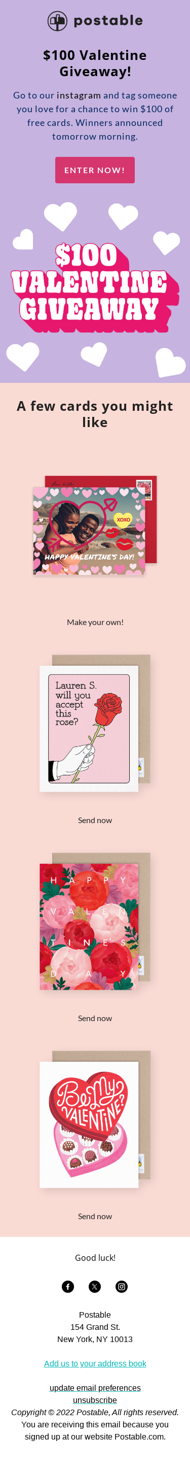 $100 Valentine Card Giveaway! ❤