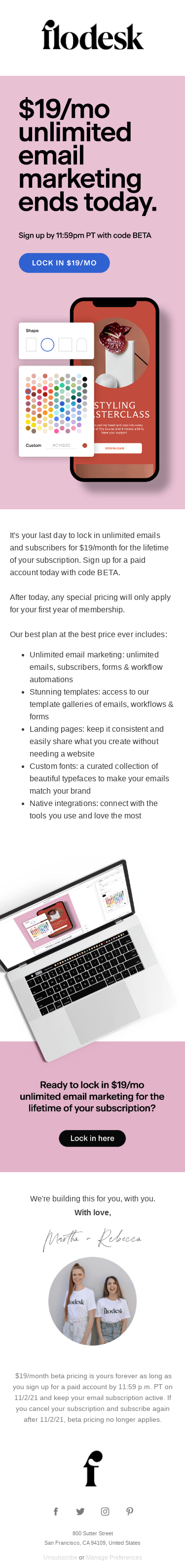 $19/mo unlimited email marketing ends today! 😱