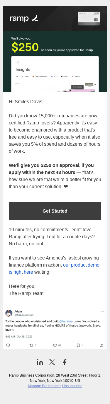 $250 for 10 minutes of your time