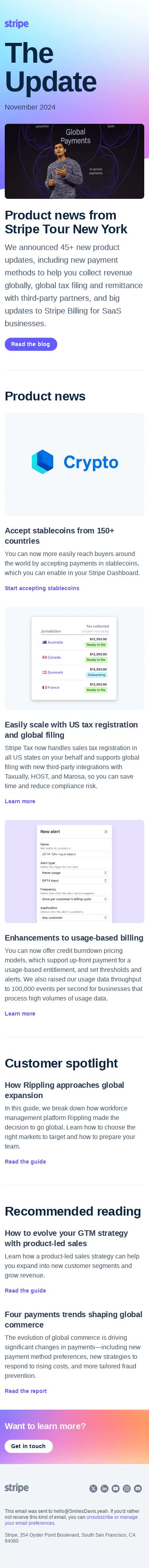 45+ product updates, stablecoin payments, and global tax filing