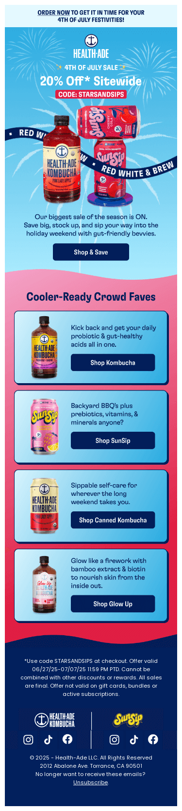 4th of July Sale: 20% Off Sitewide 🔥