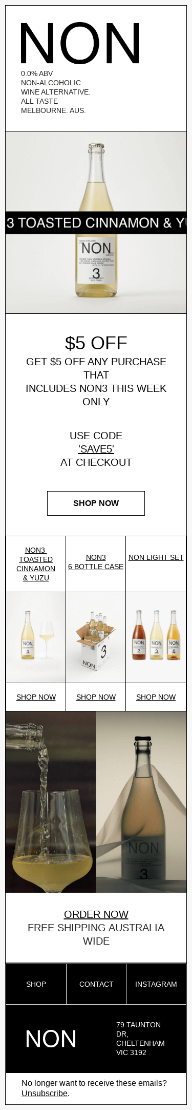 $5 OFF NON3 - THIS WEEK ONLY