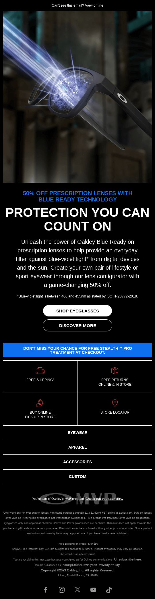 50% off prescription lenses with Blue ready technology