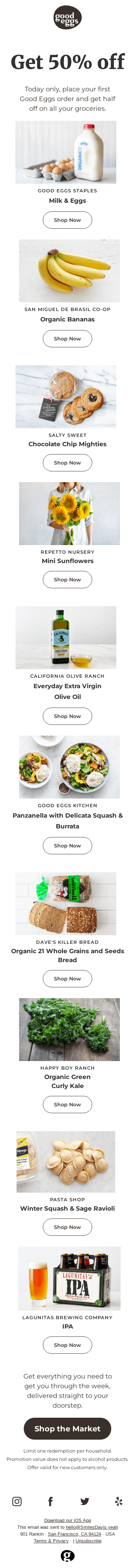 50% off your groceries today