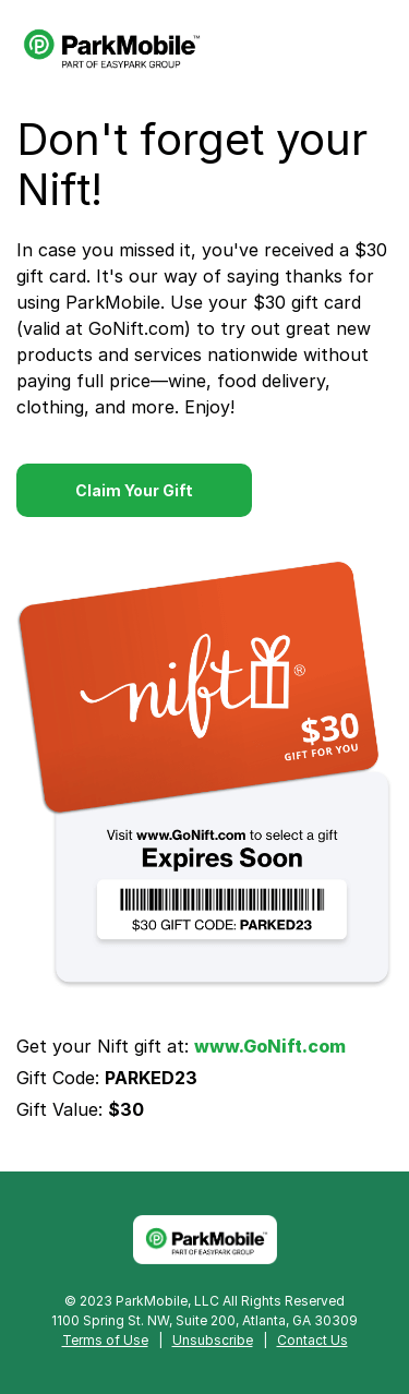 Reminder: A Free Gift From ParkMobile 🚙