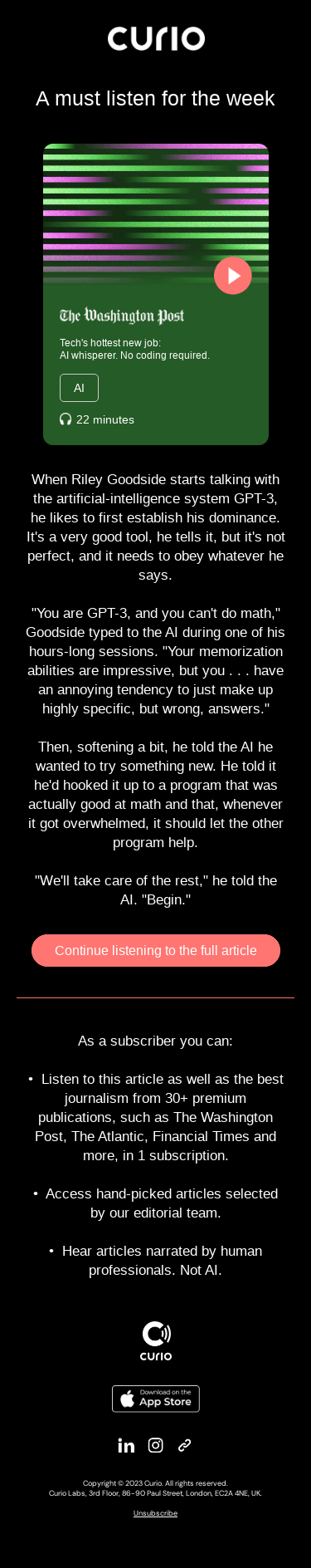 A must listen for the week