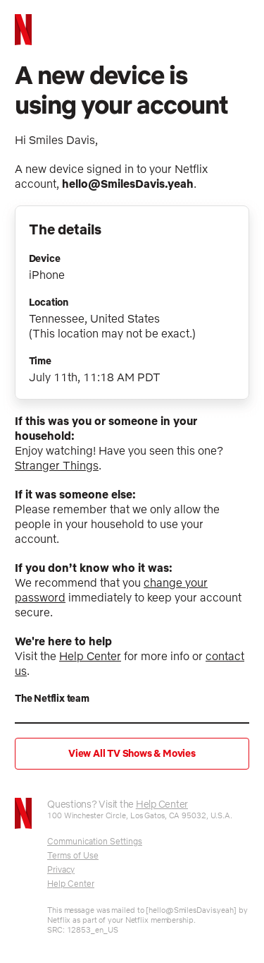 A new device is using your account