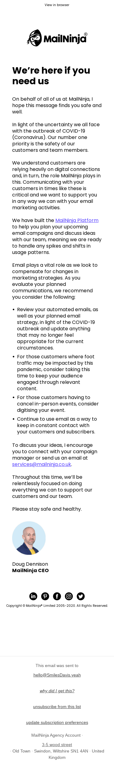 A note from MailNinja's CEO