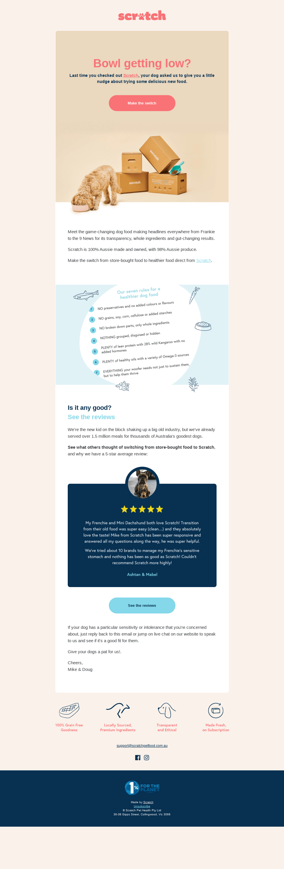 About your dogs food...