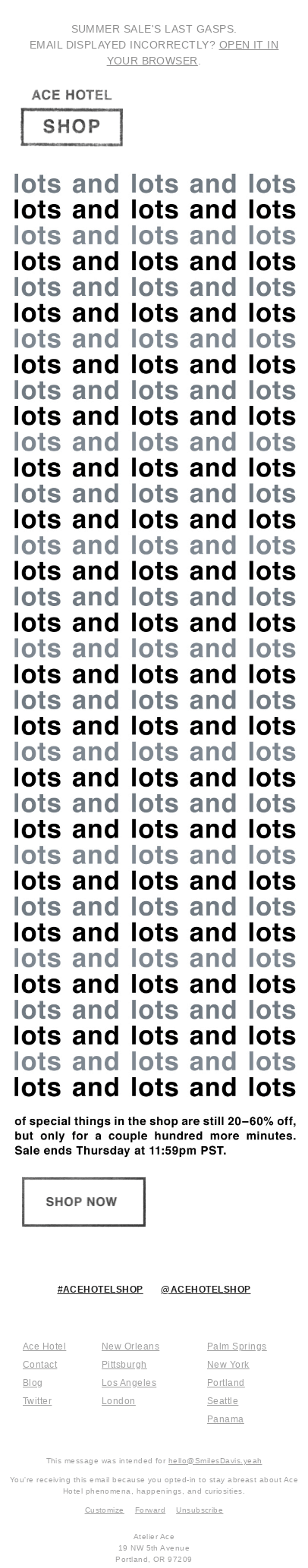 Ace Hotel Shop, still friendly.