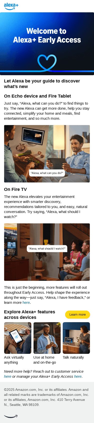 Alexa+ Early Access is ready for you; get started today!