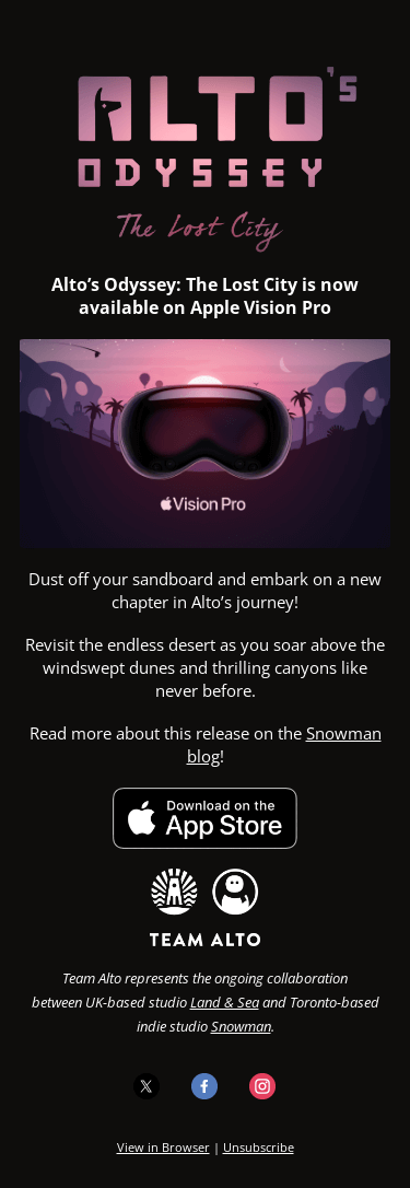 Alto's Odyssey: The Lost City is now available on Apple Vision Pro
