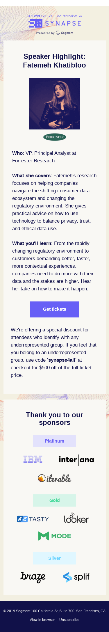 Announcing Synapse Speaker Fatemeh Khatibloo of Forrester