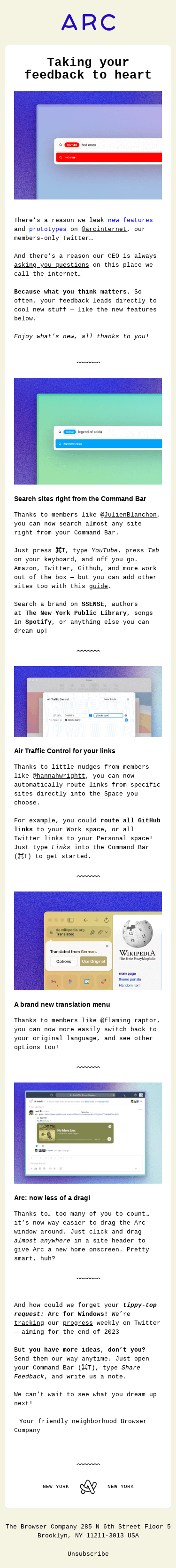 Arc Update | Your feedback = our new features