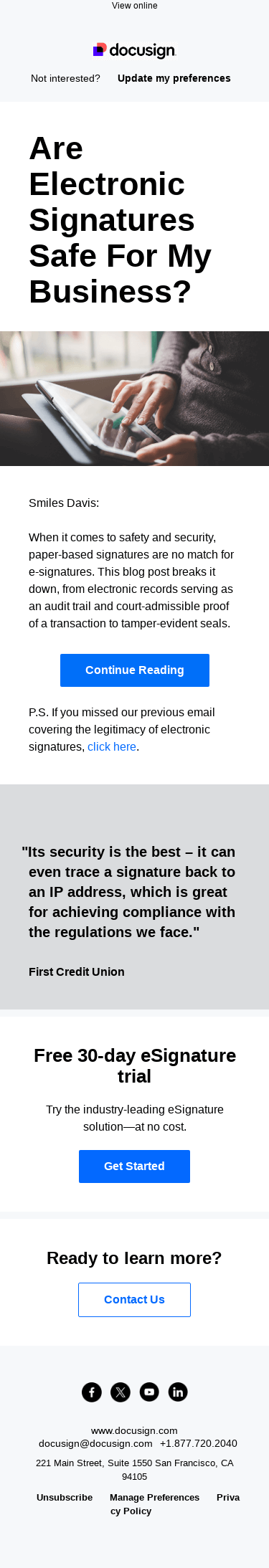 Are electronic signatures safe for my business?
