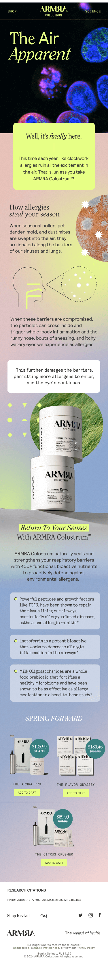 ARMRA Colostrum™ Vs. Allergy Season