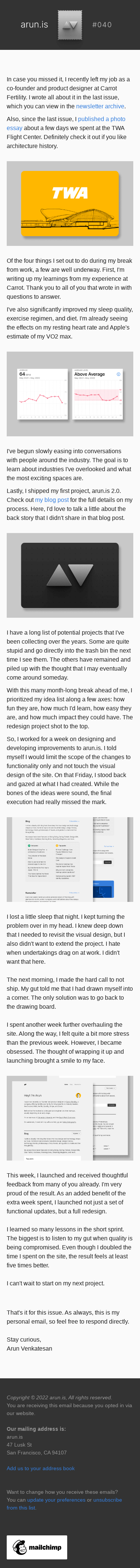 △▽ arun.is 040 · Designing arun.is 2.0