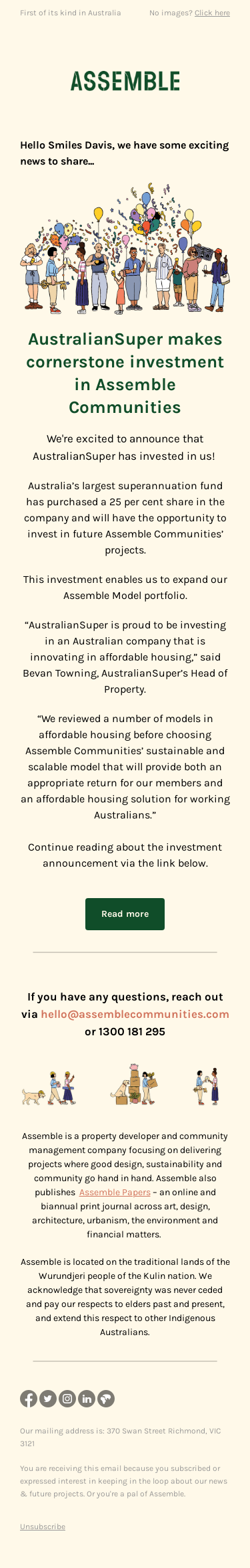 AustralianSuper makes cornerstone investment in Assemble