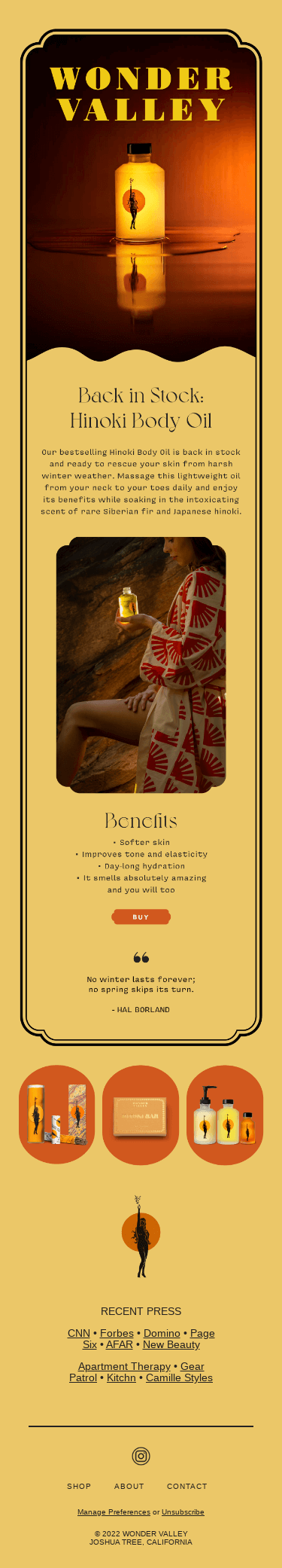 Back in Stock: Hinoki Body Oil 💥