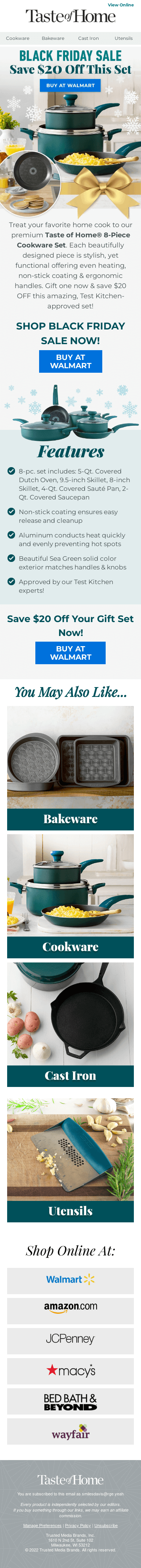 Black Friday Deal: $20 OFF Cookware!