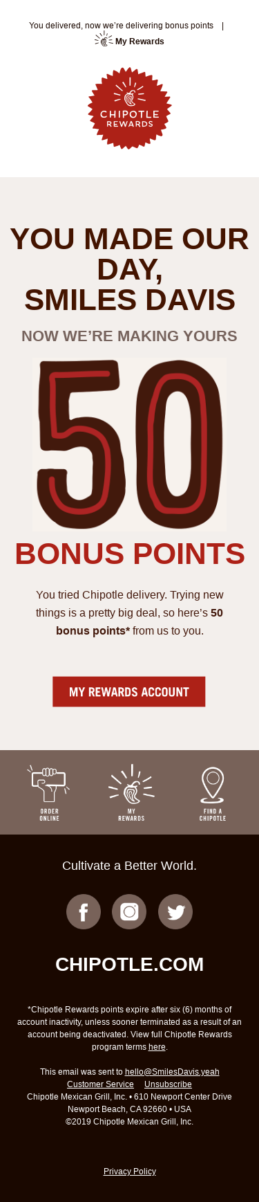 Bonus points are the new thank you