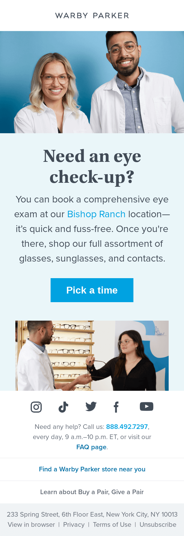 Book an eye exam at our Bishop Ranch store