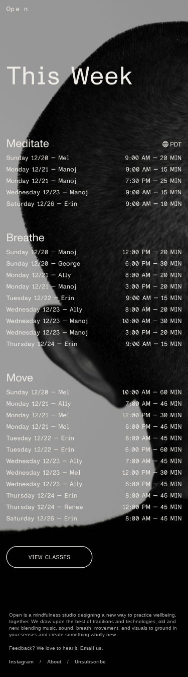 Breathe, Meditate and Move with us.