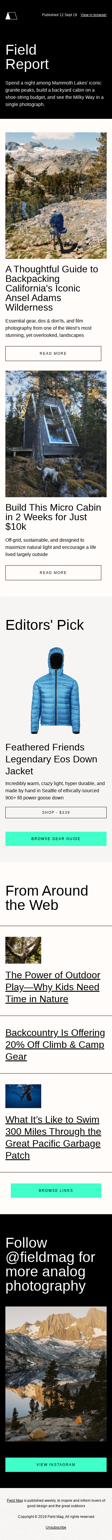 Camp Inside an Ansel Adams Photo, Build a Cabin in 2 Weeks, Climbing Gear for Cheap, and more