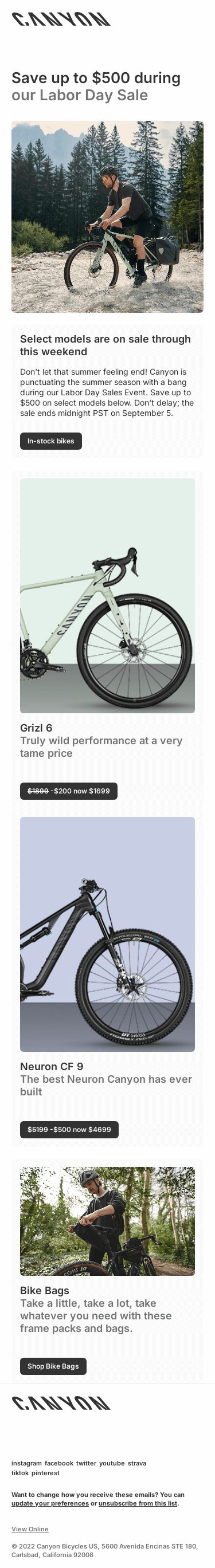 CANYON'S LABOR DAY SALE IS LIVE