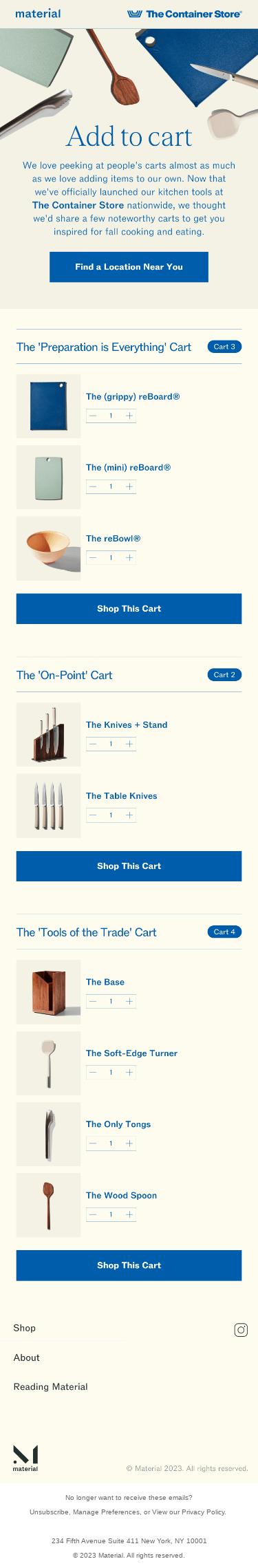 Cart combos at The Container Store