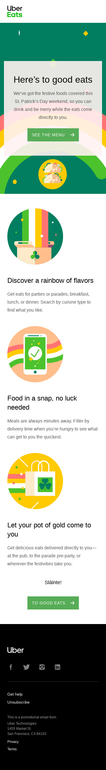 Celebrate St. Paddy’s Day with Uber Eats