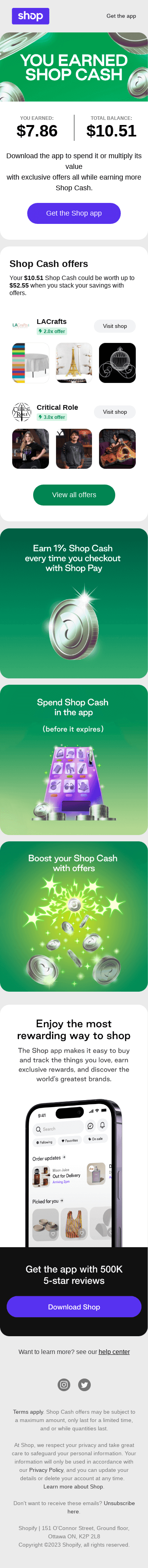 Cha-ching! $10.51 Shop Cash to Spend