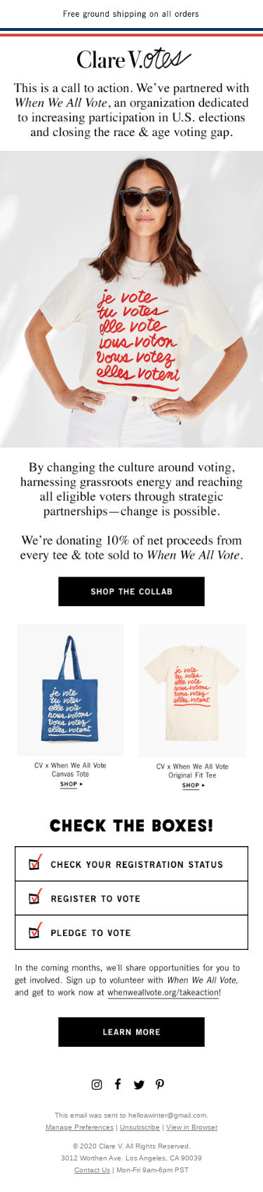 Clare V. x When We All Vote 💙