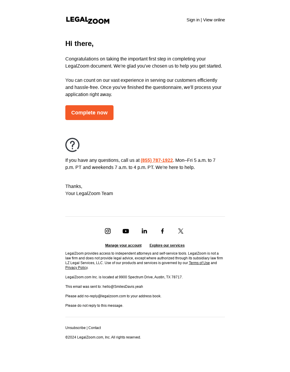 Complete your order today