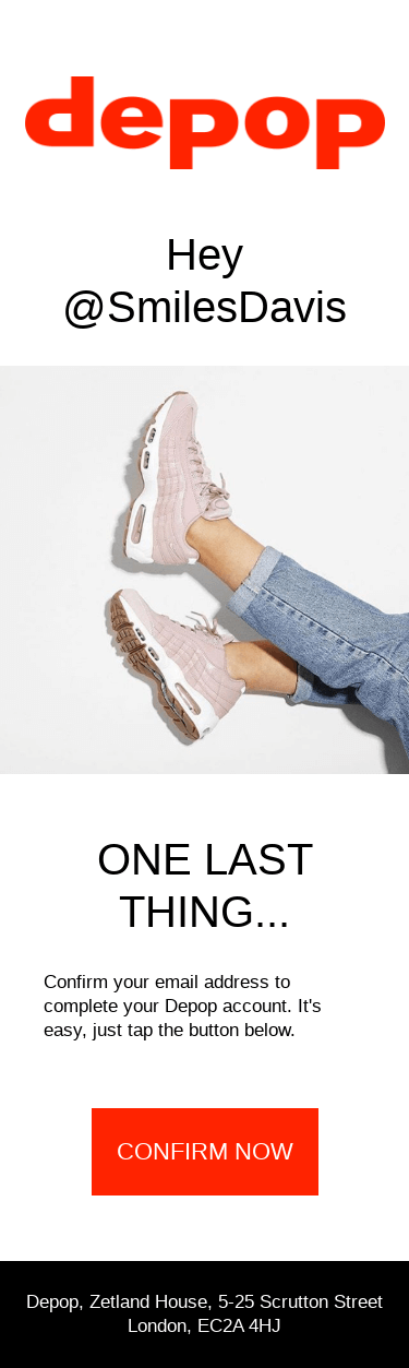 Confirm your Depop account, @SmilesDavis