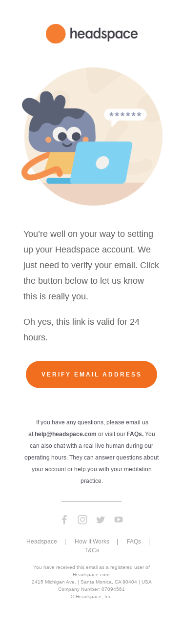 Confirm your email on Headspace