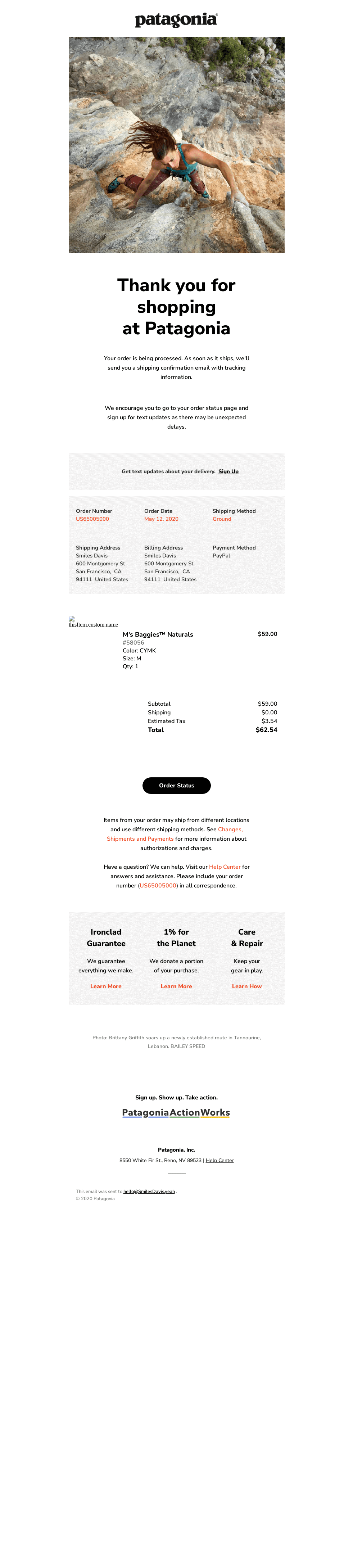 Confirmation of Your Order US650005000