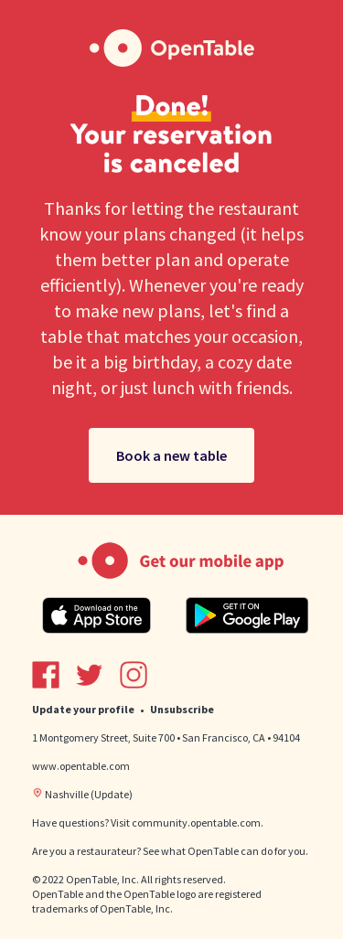 Confirming your cancellation at Sinema