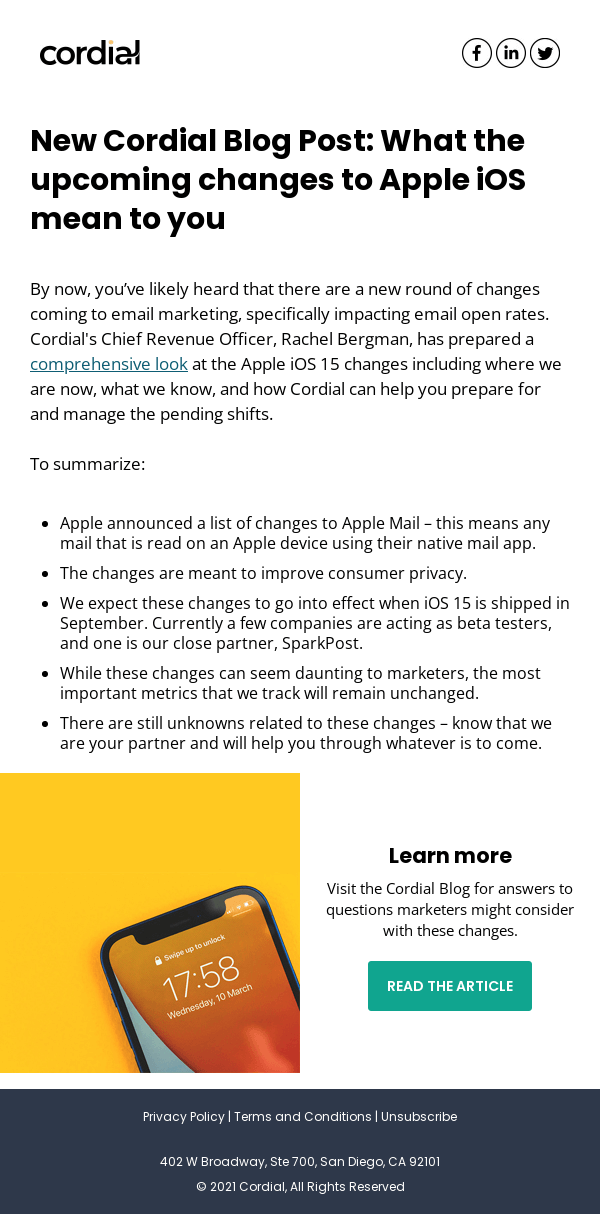 Cordial Blog Post: Upcoming iOS Privacy Updates