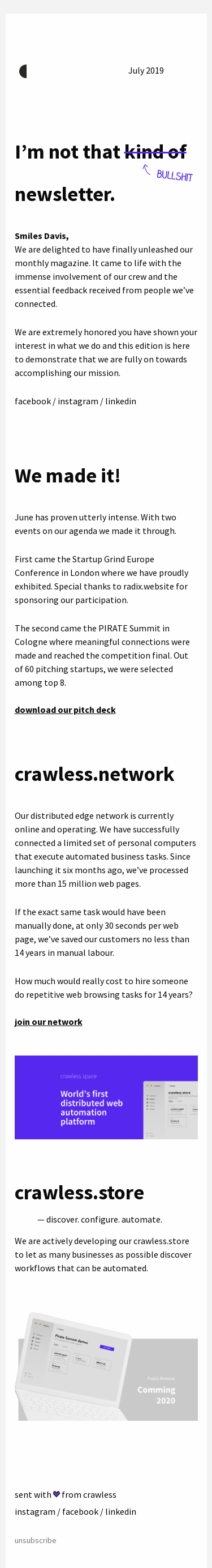 Crawless - newsletter