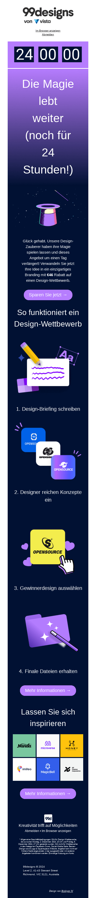 Die Magie bleibt noch für 24 Stunden ...